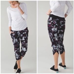 Lululemon Tranquil Kara Blossom Multi/Black High Waisted Crop Pants
